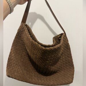 Elegant Brown Woven Shoulder Bag